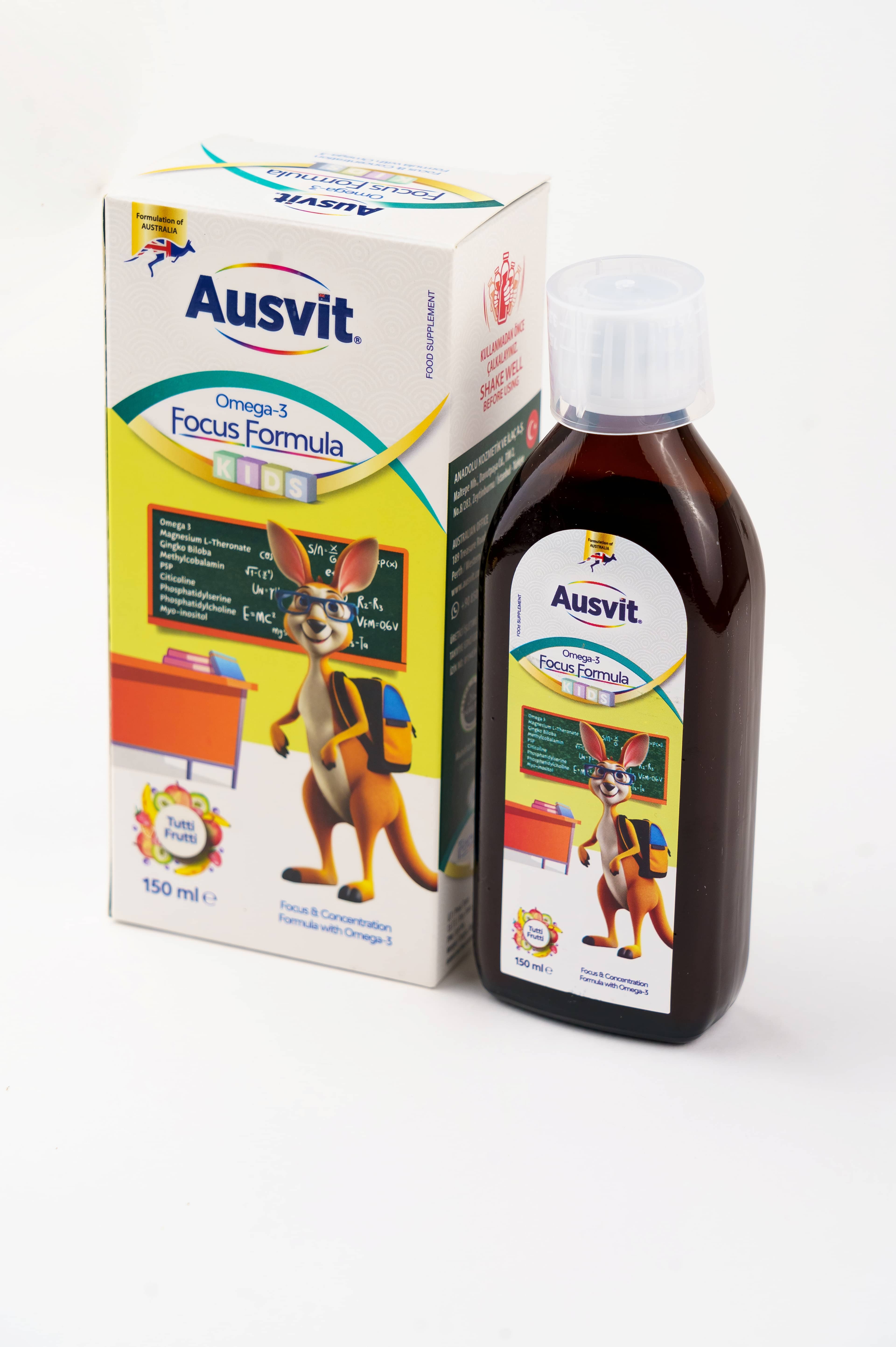 Optom AUSVİT KİDS OMEGA 3 FOCUS FORMULA 150 ML 1